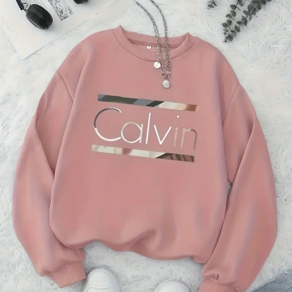 [Women's Casual Sweatshirt] Women's Casual Sweatshirt - Round Neck with Small